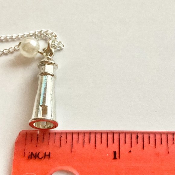 Nautical Pearl Lighthouse Charm Necklace Silver Plated Pendant 22" Chain - Picture 8 of 8